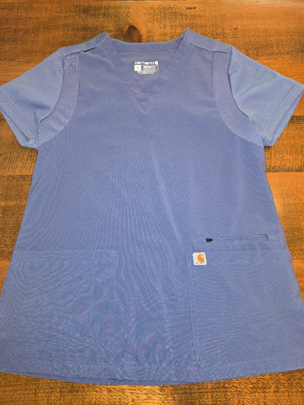 Carhartt modern fit, womens scrub top, sz small, periwinkle